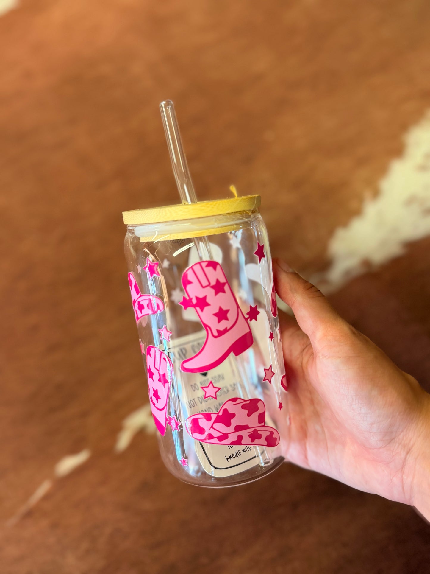Pink Western Glass Cup
