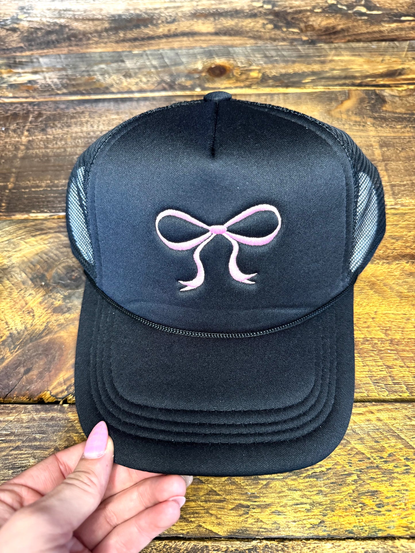 Pink Bow Embroidered Foam Trucker Hat