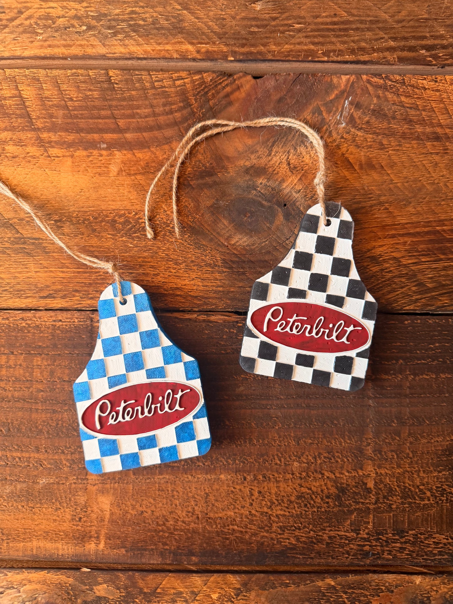 Peterbilt Checkered Ear Tag Freshie