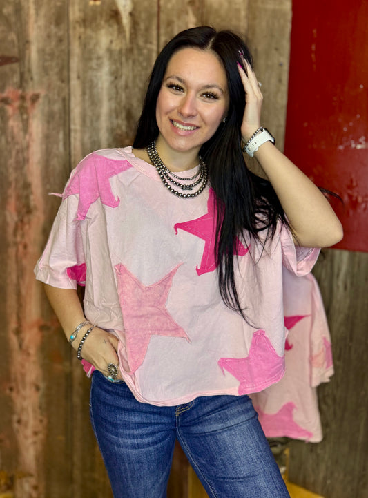 Blush Star Patch Top