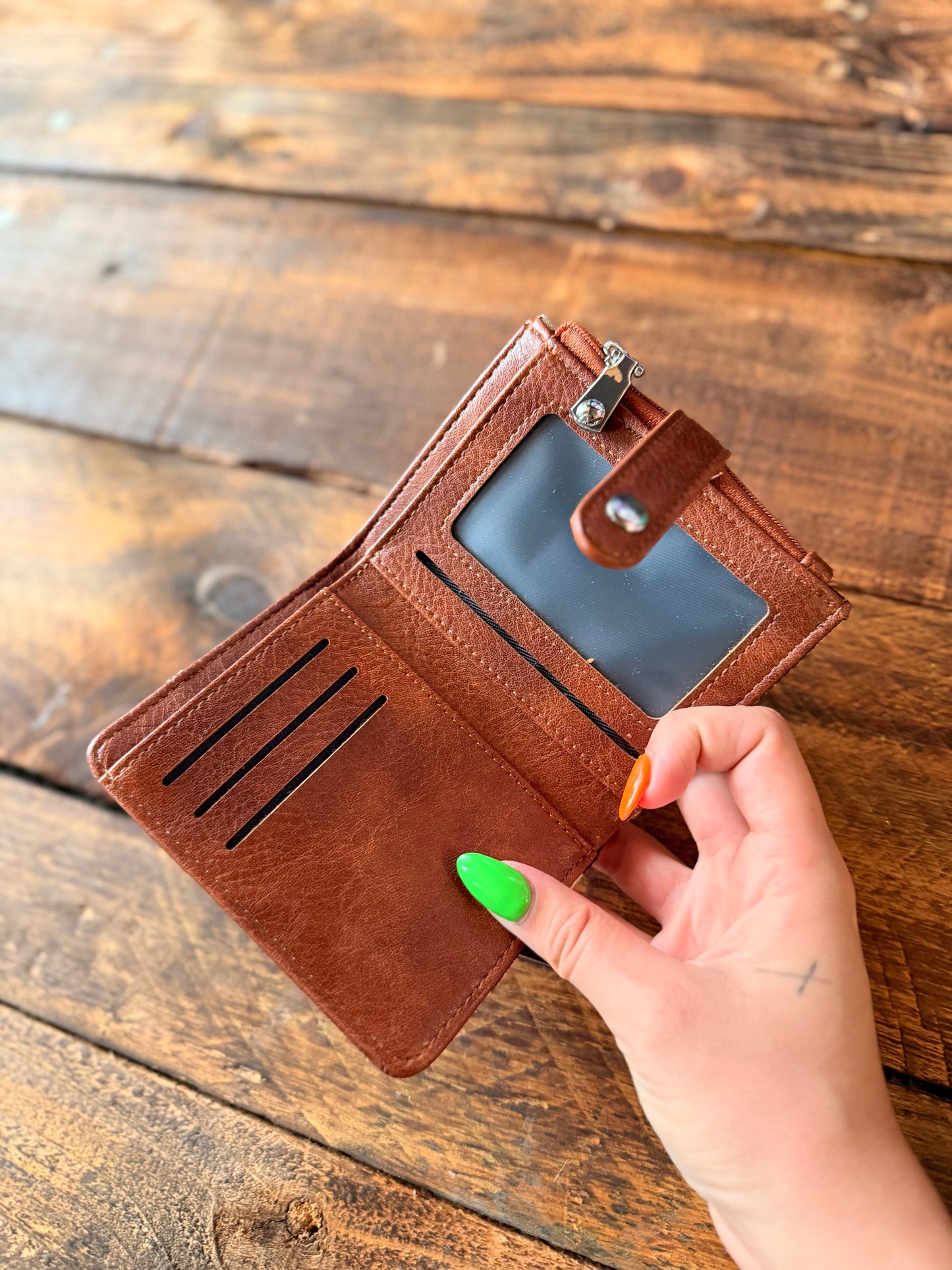 Retro Checkered Fold-Over Wallet