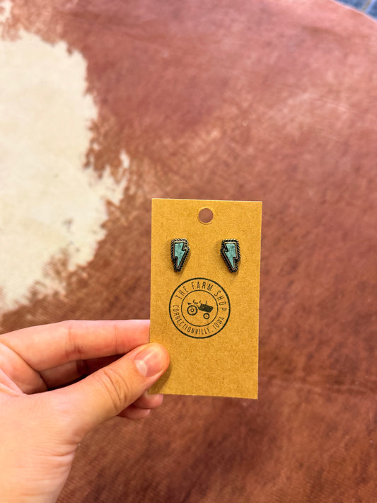 Turquoise Lightning Bolt Stud Earrings