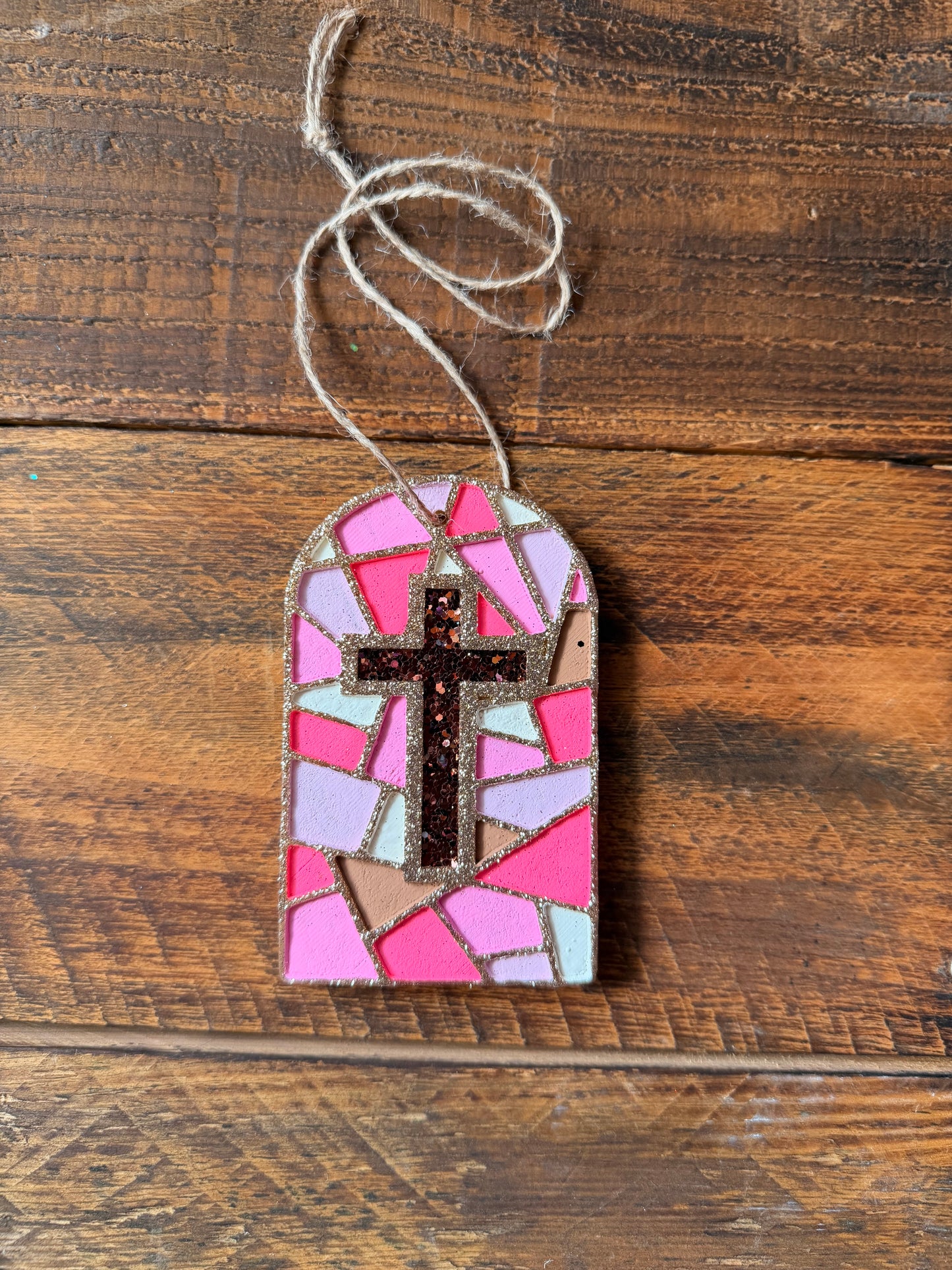 Mosaic Cross Car Freshie