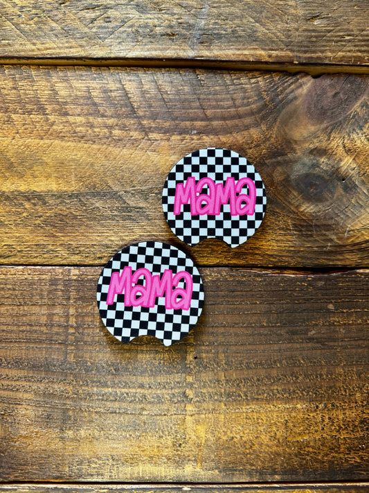 Mama Checkered Car Coaster