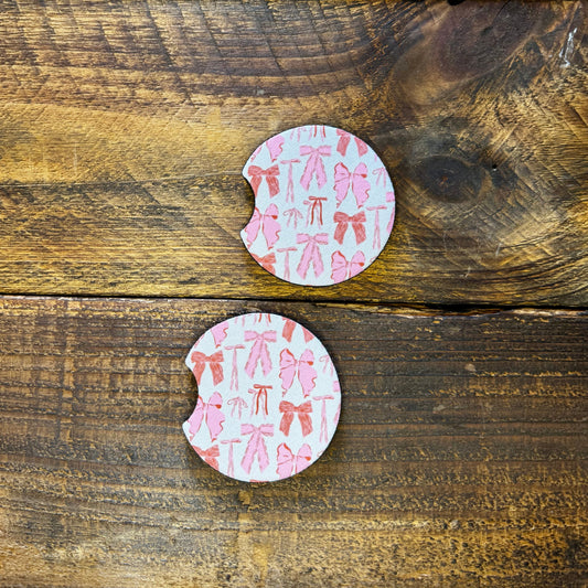Pink Bows Car Coaster