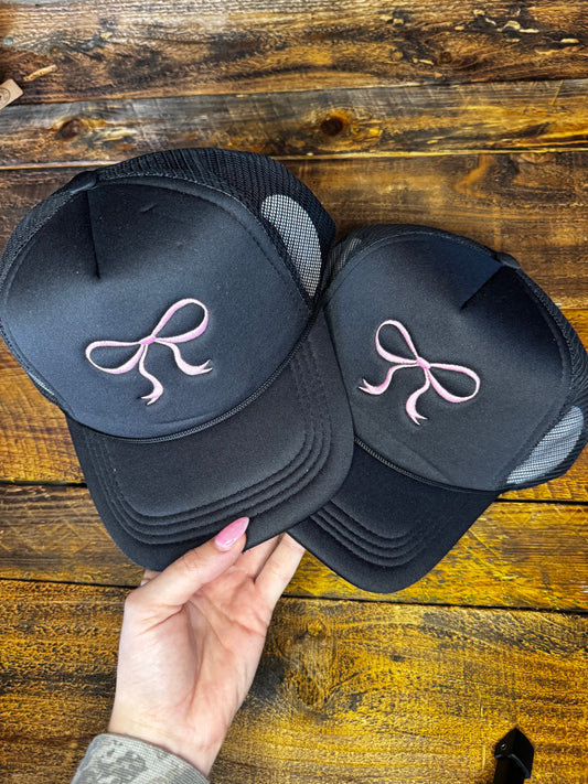 Pink Bow Embroidered Foam Trucker Hat